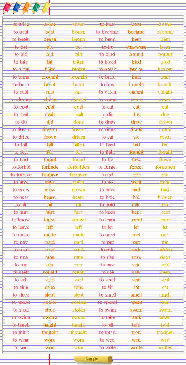 Preview half size for Irregular Verbs game addon